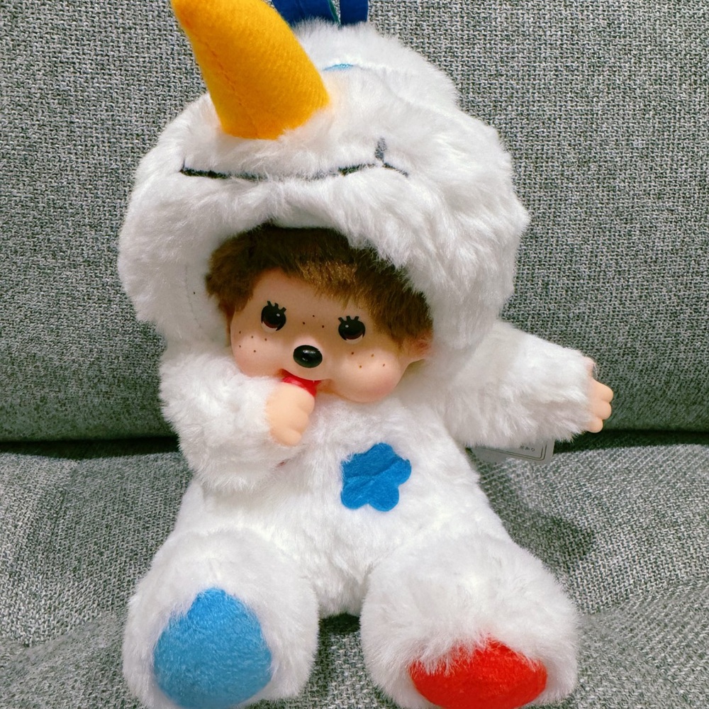 Monchhichi plush in snowman costume